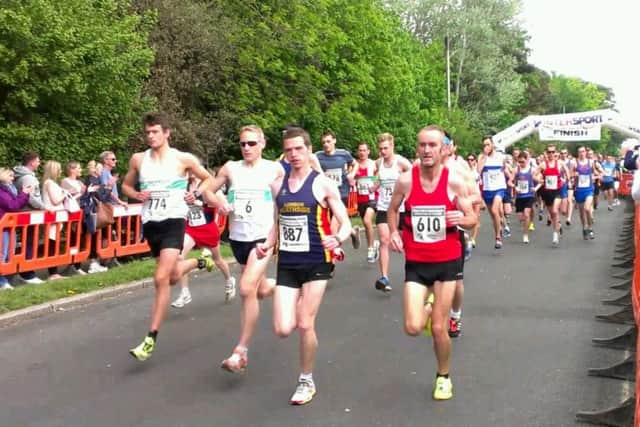 The early leaders soon after the start in Silverston Avenue