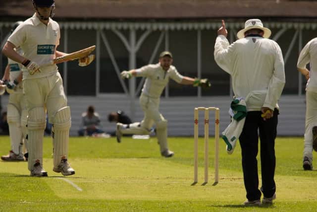 Your out ! Burgess Hill players celebrate taking another Chichester wicket SUS-160516-083206002