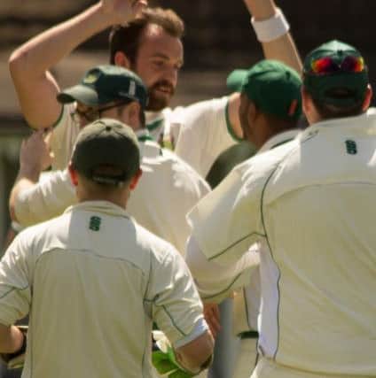 Hands up if you have just taken a wicket, as another Chiichester wicket falls at The Proiry. SUS-160516-083155002