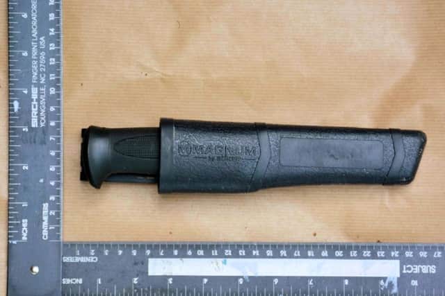 The knife that Matthew Daley used to stab Don Lock. Picture: Sussex Police
