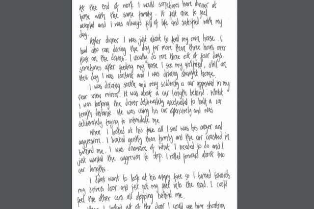 The letter that Matthew Daley attempted to send to the BBC while awaiting trial for the stabbing of Don Lock. Picture: Sussex Police