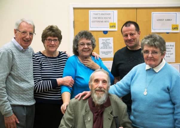 Ian and Margaret Knill-Jones, who started Worthing and District branch of Cats Protection in 1986, with, back, from left, co-ordinator Rod Austin, long-standing volunteer Sue Saunders, neutering officer Val Austin and treasurer Guy Chadwick