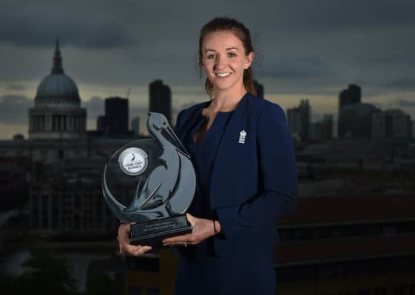 Kate Cross pictured with Royal London ODI Series trophy