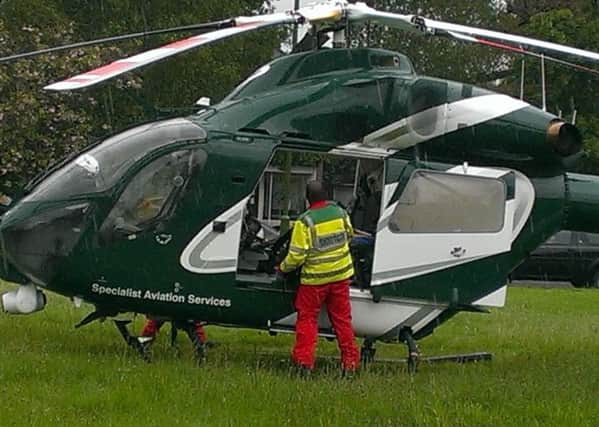 The helicopter at the scene today