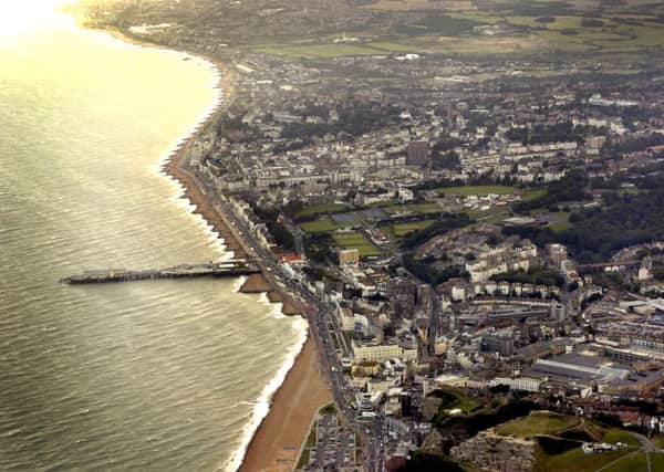 An aerial shot of the beach