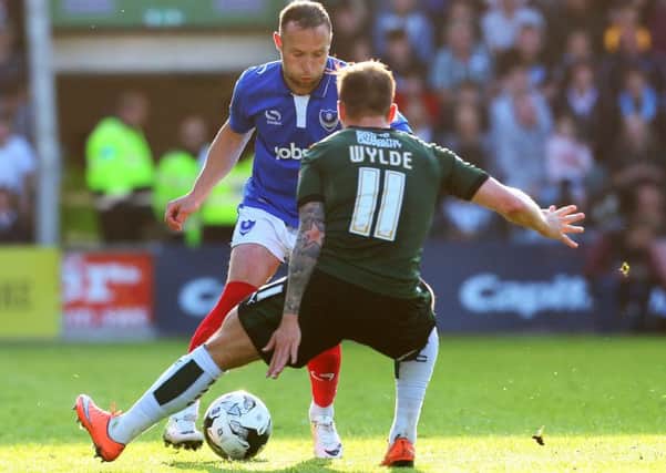 Ben Davies in action for Pompey against Plymouth Picture: Joe Pepler