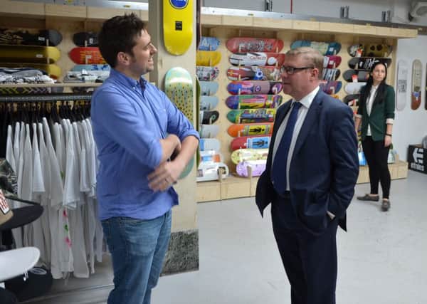 Communities minister Mark Francois with Bexhillian and The Source Park co-founder Richard Moore. Photo by Sid Saunders