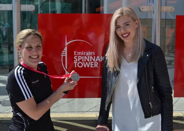 Brain tumour research charity fundraisers abseiler Jody Blunt and Nicole Aitken-Smith - picture submitted