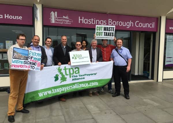 The Taxpayers' Alliance with Conservative Hastings Borough Councillors outside Aquila House on Friday (May 20)