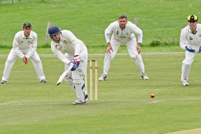 DM16118535a.jpg Cricket: Findon v Haywards Heath (batting). Isaac Leckie batting. Photo by Derek Martin SUS-160521-202841008