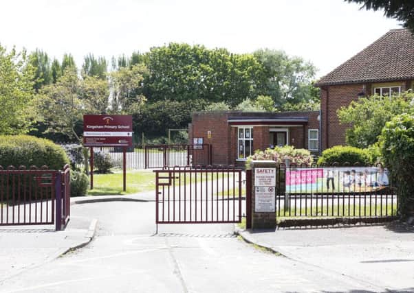 Kingsham Primary School was evacuated this morning after the bomb scare. Photo by Eddie Mitchell.