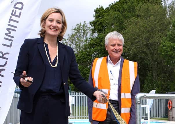 Hastings MP Amber Rudd and Plastipack managing director Peter Adlington after officially opening the new test centre. Photo courtesy of Plastipack