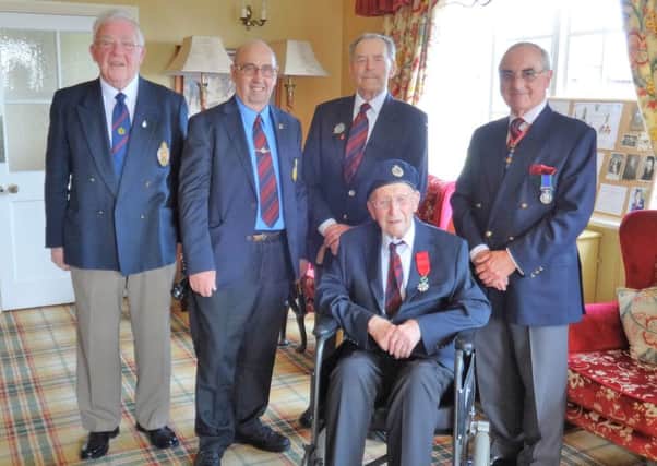 Jim Brook, front, with Willie Shackell, right, and members of the Royal Engineers Association