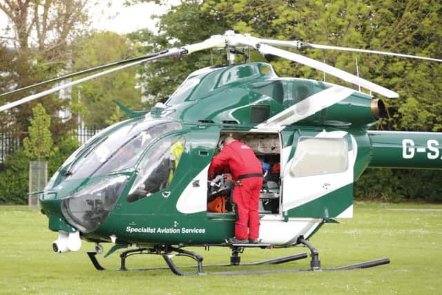 Air ambulance spotted in Homefield Park, Worthing. Picture: Eddie Mitchell