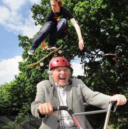 Crawley Borough Council cabinet member for wellbeing Cllr Chris Mullins at the newly opened skatepark in Southgate Playing Fields - picture submitted by the council