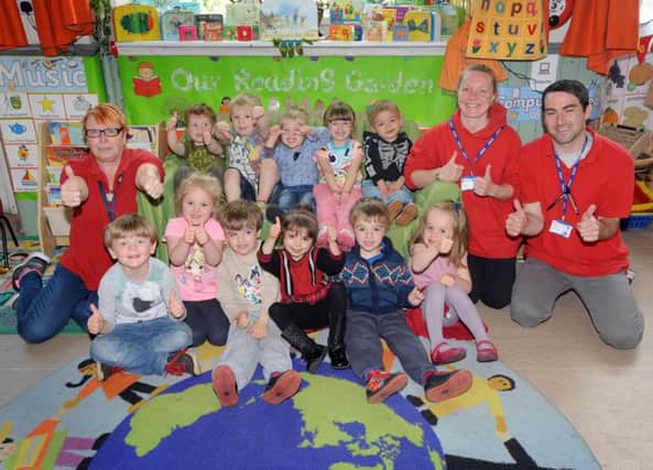 Good ofsted at Crest Preschool Paygroup, Croft Road, Hastings. 

Children with Cindy Osborn, Rosie Dobinson and Wayne Phillips. SUS-160524-115640001