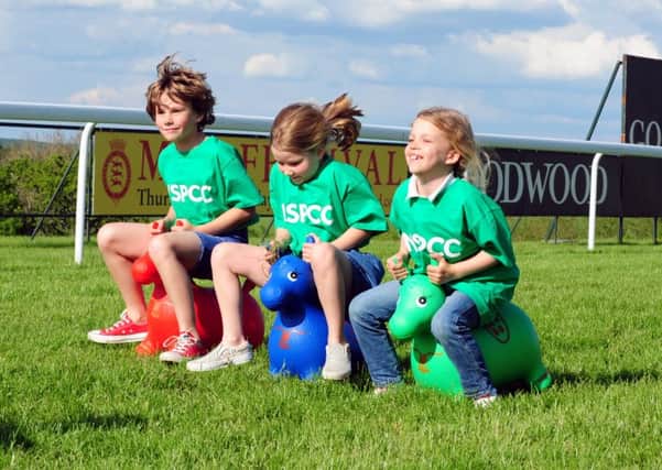 Youngsters promote Sunday's family raceday with an inflatable race / Picture by Kate Shemilt