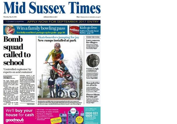 Mid Sussex Times front page (Thursday May 26 edition)