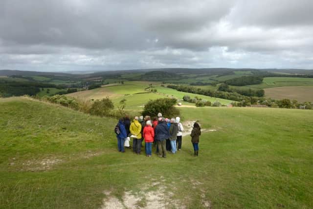 SDNPA guided archaeology walk for volunteers from Secrets of the High Woods on the Trundle               Picture: SDNPA