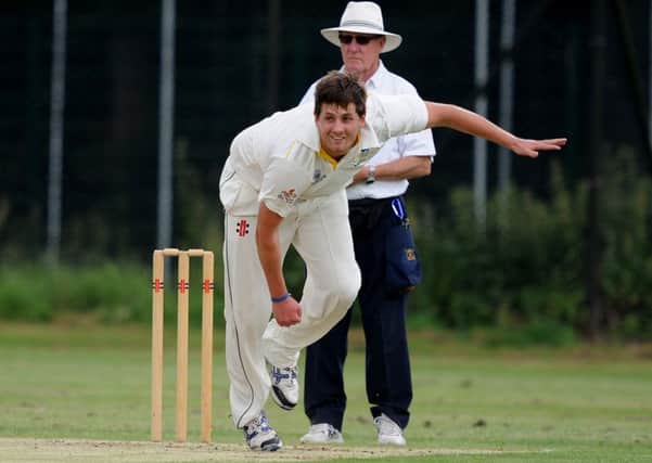 Sussex Cricket League, Division 2: Crawley Eagles v Ansty (bowling) Jethro Menzies. Pic Steve Robards  SR1616464 SUS-160614-084641001