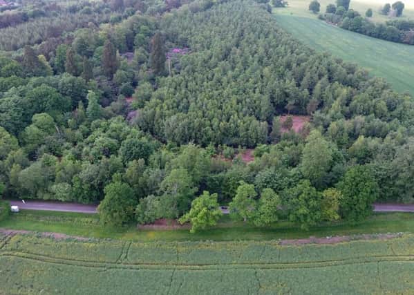 An aerial shot of Hampshire Hill in Slaugham, West Sussex, where human remains which police believe are Mark Manning have been discovered. Picture: Eddie Mitchell