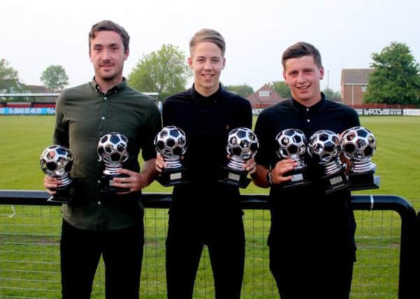 Pagham's three winners of fans' player of the year awards / Picture by Roger Smith