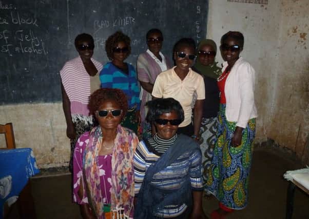 Chitiwiri School teachers wearing the sunglasses donated by Frewen College. Photo courtesy of Frewen