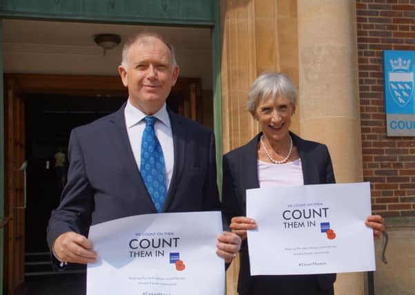 County councillor Nigel Peters and leader of WSCC Louise Goldsmith supporting the 'Count Them In' campaign (photo submitted). SUS-160531-154247001