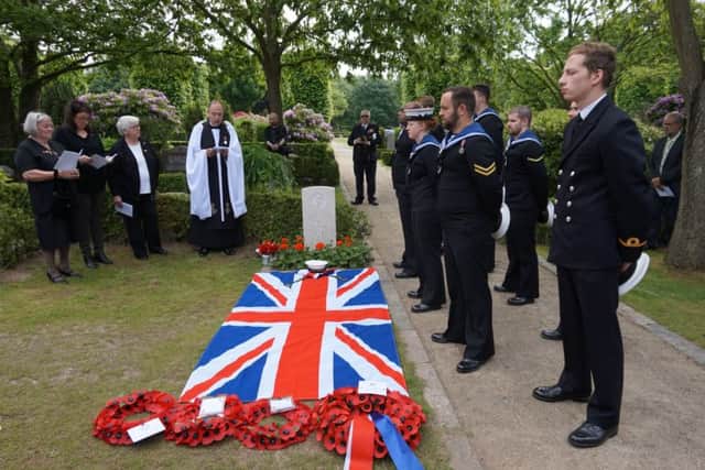 AB Gasson's service attended by relatives and sailors from HMS Tyne. Photo courtesy of MOD