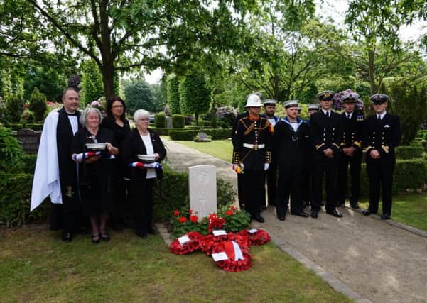 Harry Gasson's relatives and Royal Navy representatives honour the seaman who died during the Battle of Jutland. Photo courtesy of MOD