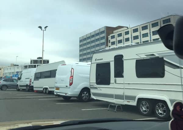 The travellers had taken up most of the spaces in Pelham Place car park before being moved on