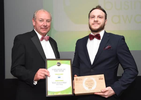 Employee of the Year Matt Loveridge, of The Stag, at the  Grantham Journal Business Awards 2016. EMN-160415-094640001