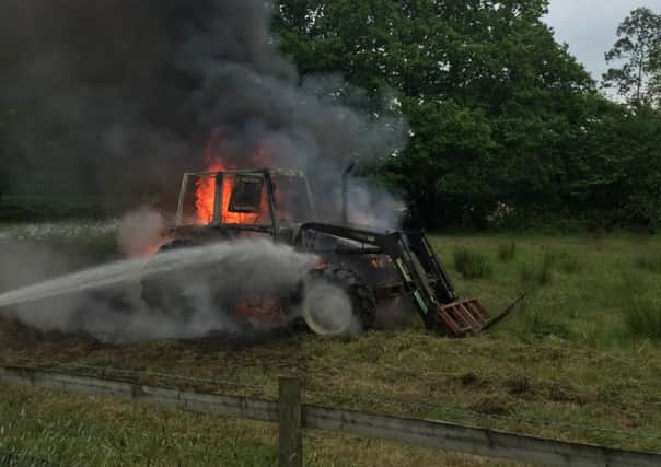 Accidental tractor fire in Rake Road, Milland