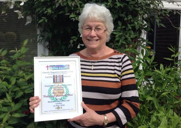 Pulborough Community New editor Ann Kaiser with her award from the Association for Church Editors - picture submitted by Ann