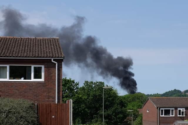 Smoke coming from fire at East Surrey Hospital. Photo by Mark Wigmore.