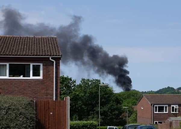 Smoke coming from fire at East Surrey Hospital. Photo by Mark Wigmore.