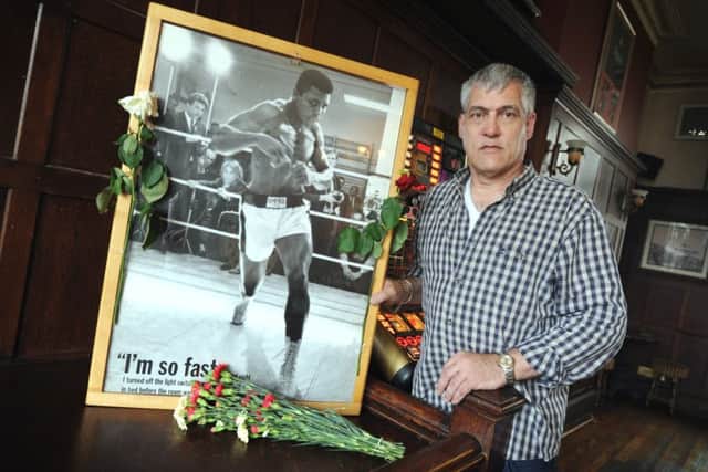 Stuart Purgailis, landlord of the Royal Hotel in St Leonards paying tribute to Muhammad Ali. SUS-160706-121257001