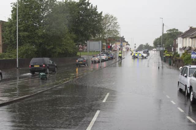 The A270 south is partially flooded, photo by Eddie Mitchell.