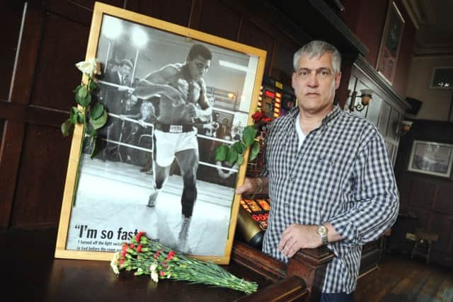Stuart Purgailis, landlord of the Royal Hotel in St Leonards paying tribute to Muhammad Ali. SUS-160706-121257001