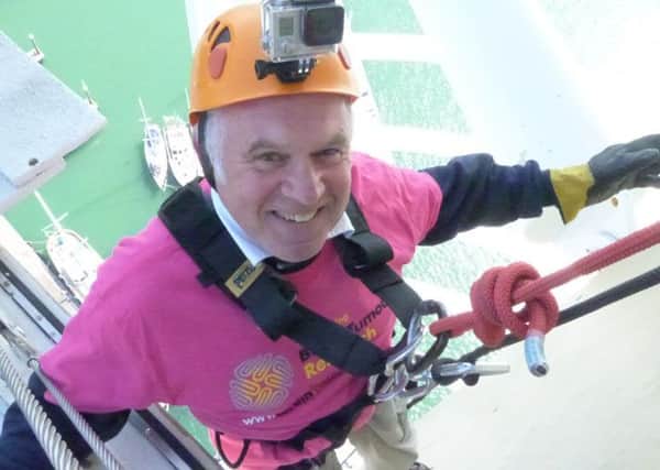Derek at the top of the Spinnaker Tower about to start his descent
