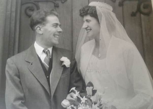 The wedding day, June 16, 1956, at the Congregational Church in South Croydon