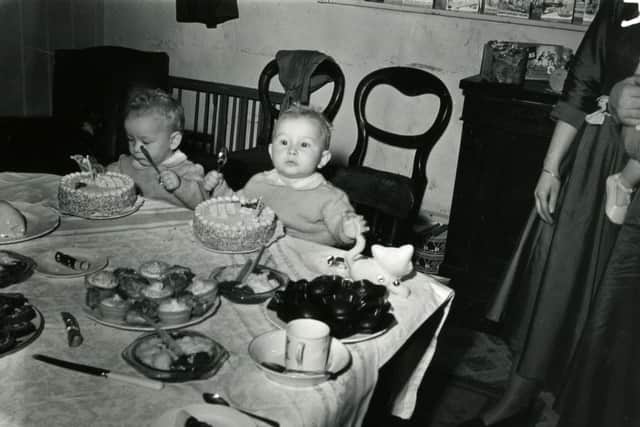 The Miles twins celebrate their birthday. Photo by George Garland in 1952 (photo from West Sussex Record Office). SUS-161006-154912001
