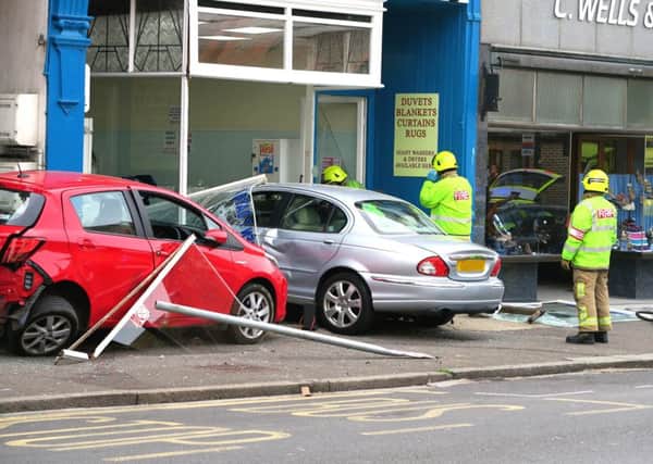 Car crashes into laundrette in Sackville Road. Photo by Michael Parmley