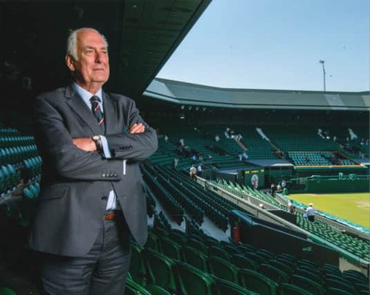 This picture of Alan Chalmers on Centre Court  was taken to mark his retirement last year