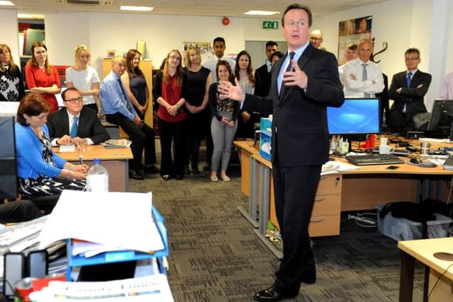 Prime Minister David Cameron visits the County Times office in Horsham. Pic Steve Robards  SR1616700 SUS-160613-162422001