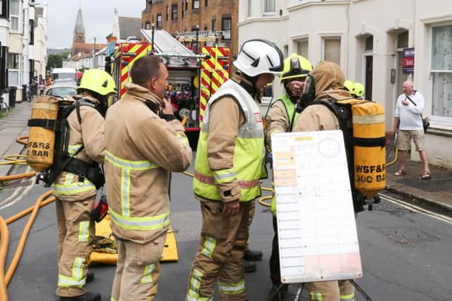 Fire services attend a flat fire at Western Place, Worthing. Picture: Eddie Mitchell