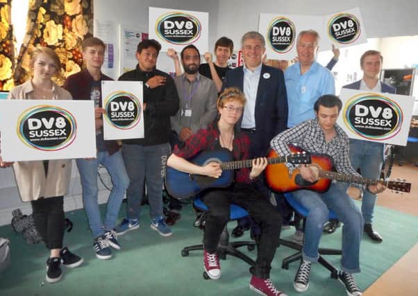 Brandon Lewis, Great Yarmouth MP and Michael Ensor at DV8 Sussex. Photo by Margaret Garcia.