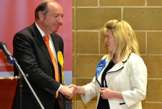 Norman Baker and Maria Caulfield on election night 2015 SUS-160615-113351001