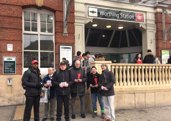 Worthing station protest against reduced hours and closure of ticket offices earlier this year SUS-160803-110338001
