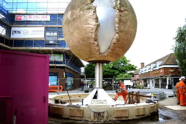 The process of removing Shelley's fountain has started. 15-06-16. Pic Steve Robards  SR1617039 SUS-160615-123423001